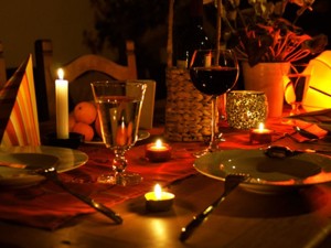 ρομαντικό δείπνο στο σπίτι